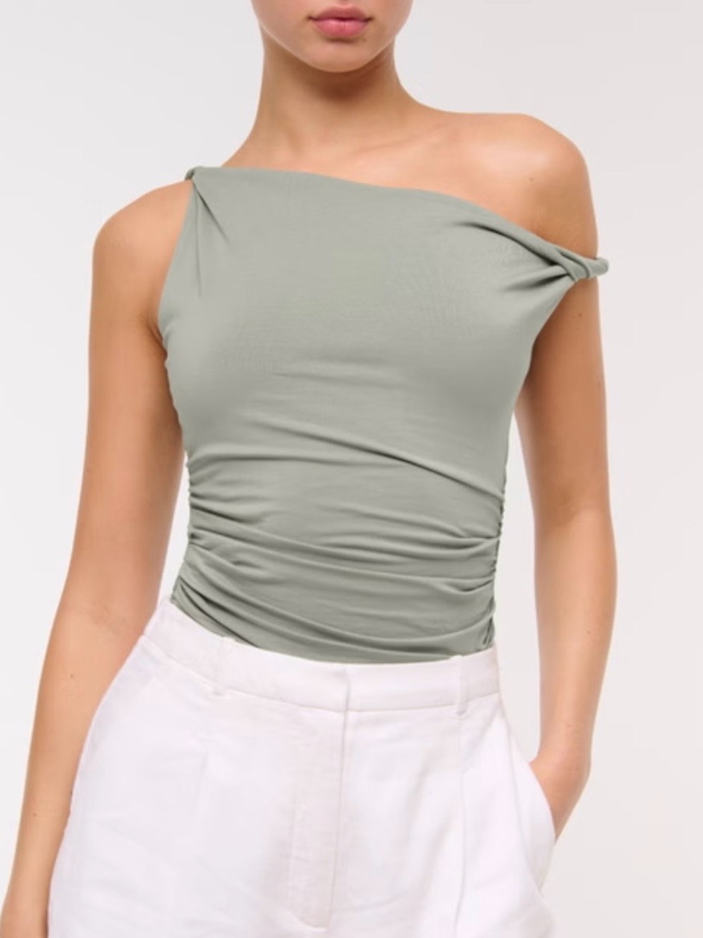 Abercrombie & Fitch Asymmetrical Twist Sage Green Top Size XL